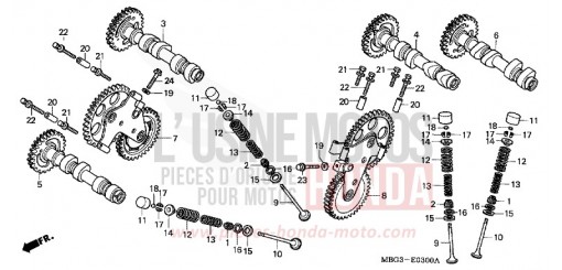 ARBRE A CAMES/SOUPAPE VFR800FIX de 1999